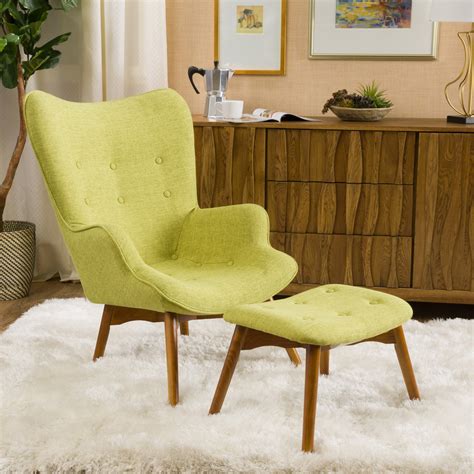 Noble House Madison Mid Century Modern Wingback Fabric Chair And