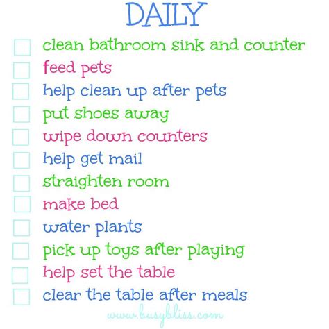 Chore Chart For Kids Busy Bliss Chore Chart Kids Business For Kids