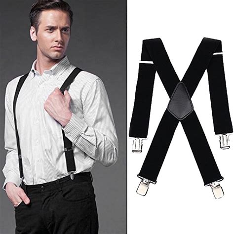 Travelwant Men Male Adjustable Elastic Clip On X Back Suspender Pants