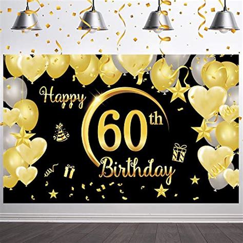 Latoy 60th Happy Birthday Banner Party Backdrop Background Decorations