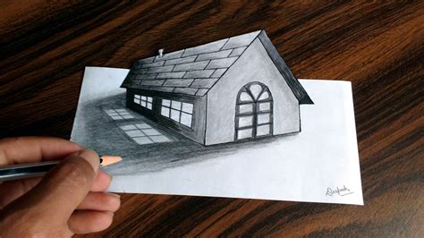 How To Make A 3d House Drawing Draw House Step Houses Drawings Sketch