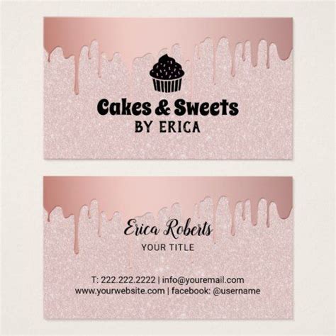 Janice cake shop business card. Cakes & Sweets Cupcake Home Bakery Pink Glitter Business ...