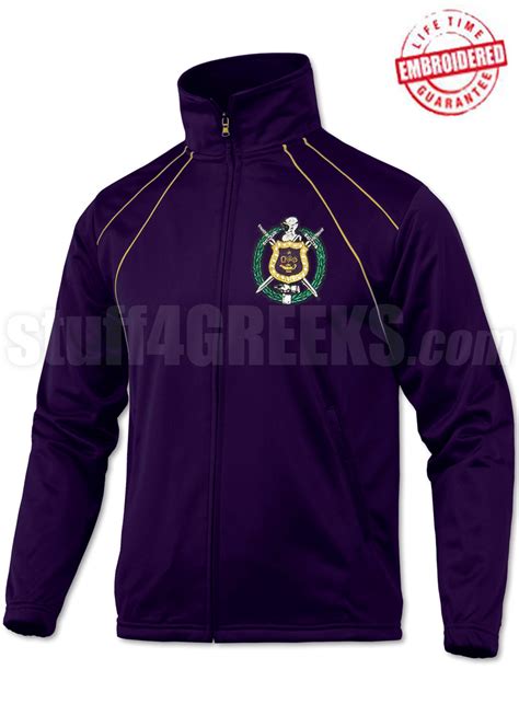 Omega Psi Phi Large Crest Track Jacket Purple Baw