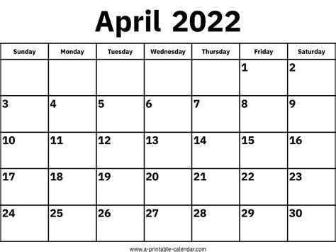 Calendar 2022 Printable Monthly Printable Template Calendar