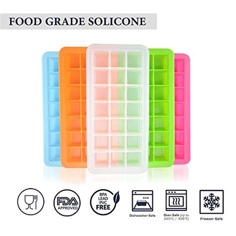 Silicone Ice Cube Trays With Sealing Lids Ice Cubes Molds Flexible Rubber Plastic Stackable
