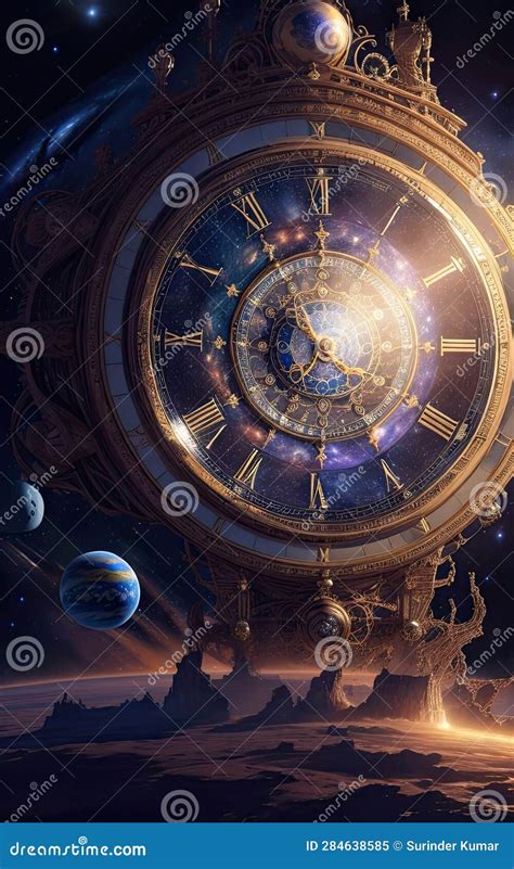 Infinity Time Spiral In Space Antique Surreal Old Clock Abstract