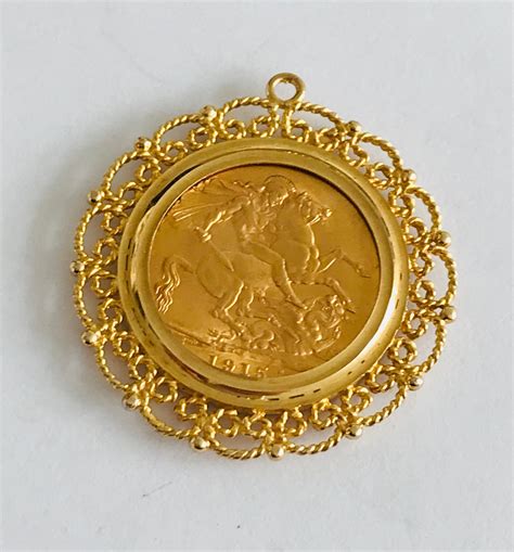 Vintage Ct Gold Sovereign Pendant Mount Hallmarked Birmingham