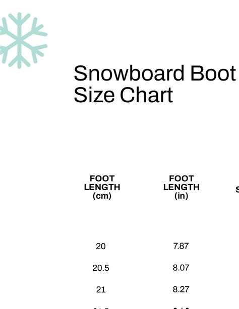 Free Youth Snowboard Size Chart - PDF | Template.net