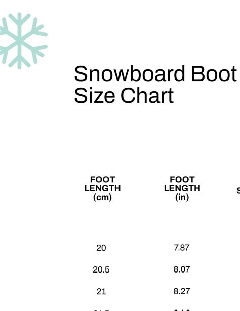 Snowboard Boot Size Chart Pdf