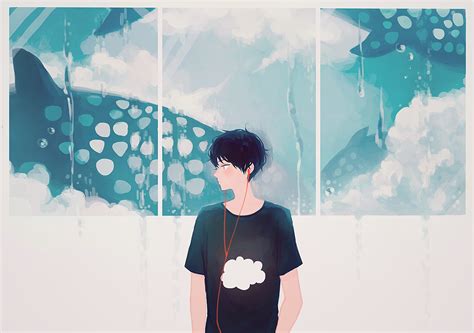 Rain Tunes By Tofuvi Boy Art Anime Boy Anime Art