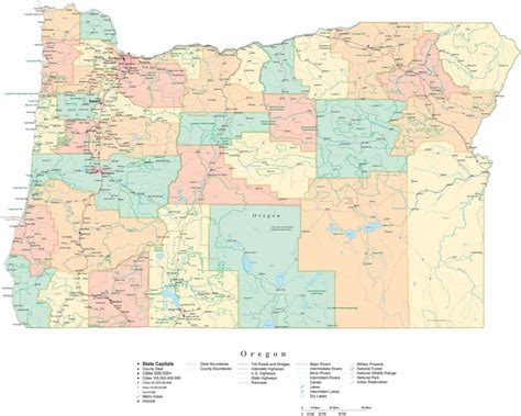 State Map Of Oregon In Adobe Illustrator Vector Format Detailed