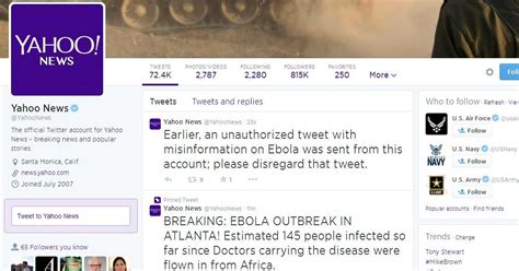 The site was created by a yahoo! Yahoo News' Twitter feed hacked