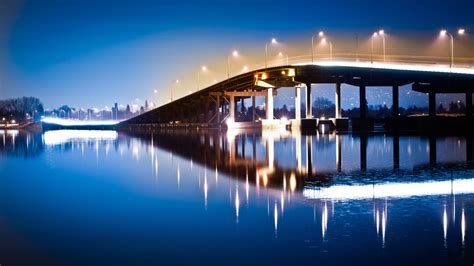 2560x1440 Resolution Bridge Lake Lights 1440p Resolution Wallpaper