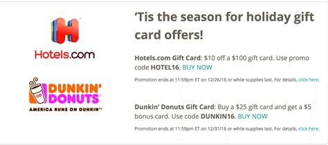We have also fetched dunkin donuts gift card related result all across the web so that you could get the best result related to free dunkin donuts gift do you like free beverages and exclusive offers? Gyft: Save on Dunkin Donuts & Hotels.com Gift Cards ...