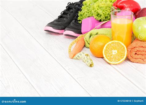 Fitness Equipment And Healthy Nutrition Stock Photo Image Of Health