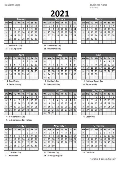 2021 Calendar With Week Number Printable Free Calendar