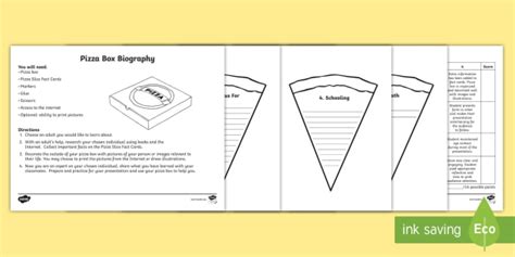 Pizza Box Biography Project And Rubric Twinkl