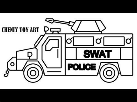 How to draw SWAT police truck for kid 2019 ☆ Chenly Toy Art - YouTube