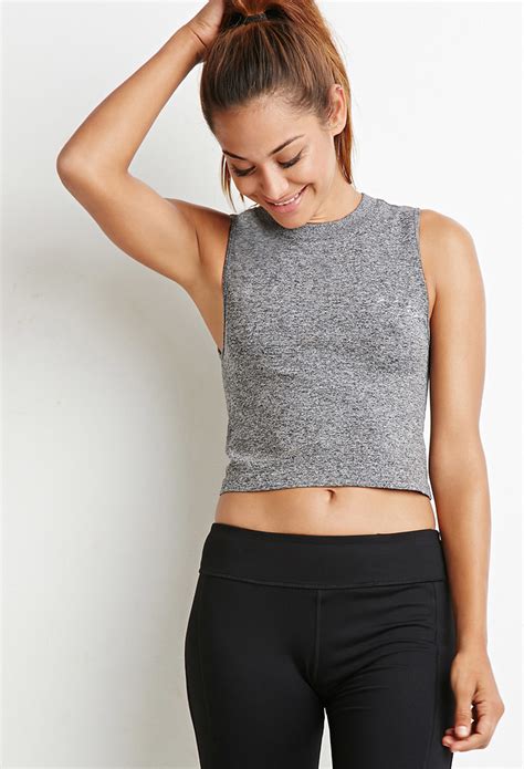 Forever 21 Active Seamless Crop Top In Gray Lyst
