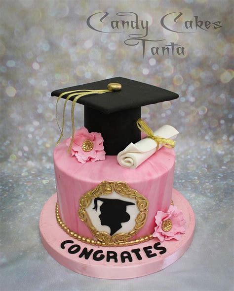 Pink Andgold Graduation Cake Decorated Cake By Eman Sobhy Cakesdecor