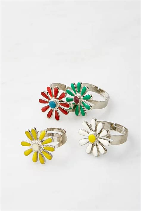 Susan Caplan Vintage Floral Enamel Ring 4 Pack Urban Outfitters Uk