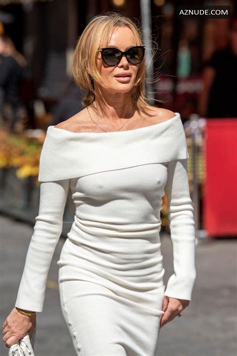 Amanda Holden Sexy Seen Braless Wearing A White Tight Dress In London