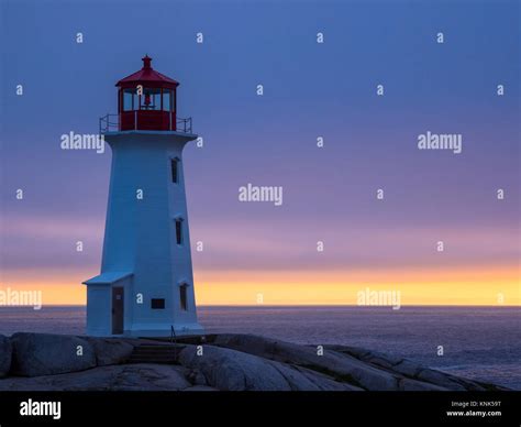 Sunset Peggys Cove Lighthouse Peggys Cove Nova Scotia Canada