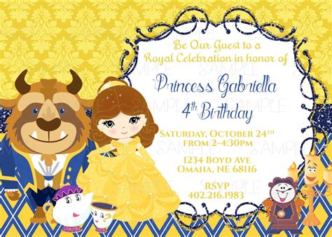 Princess Belle Invitation Card Cards Info