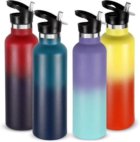 Neihepal 24oz Insulated Water Bottles Bulk 4 Packstainless