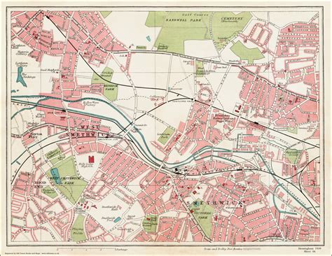 An Old Map Of The Smethwick Area Birmingham In 1939 As An Instant