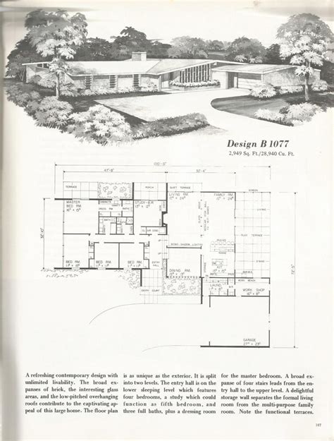 As american has apple pie, these classic ranch house plans embody the spirit of simple construction, easy access and harmony with their surroundings. Vintage House Plans 1077