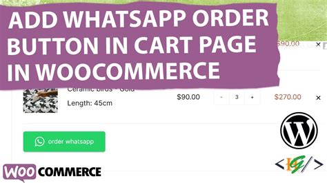 How To Add Whatsapp Order Now Button In Cart Page In Woocommerce Youtube