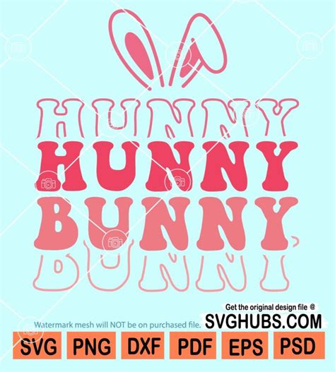 Hunny bunny stacked svg, Hunny Bunny retro svg, Bunny ears svg, kids