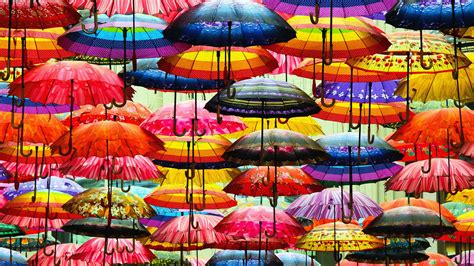 Umbrellas Print On Canvas 4k Ultra Hd Wallpaper Background Image