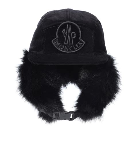 Moncler Fur Lined Cotton Trapper Hat In Black Lyst
