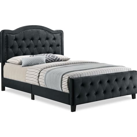 Avery King Upholstered Bed Black Velvet Value City Furniture