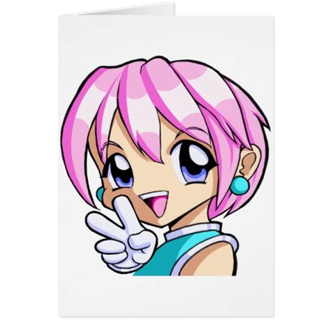 Cute Anime Girl Greeting Card Zazzle