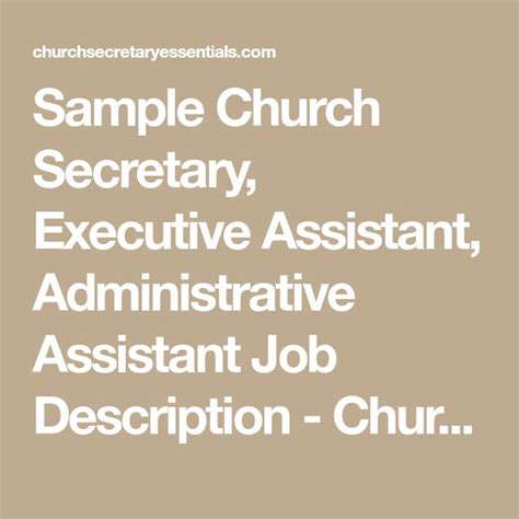Executive assistants and administrative assistants share plenty of responsibilities, core skills, and ideal qualities. Sample Church Secretary, Executive Assistant ...