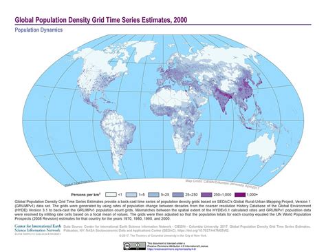 Maps Global Population Density Grid Time Series Estimates V1 Sedac