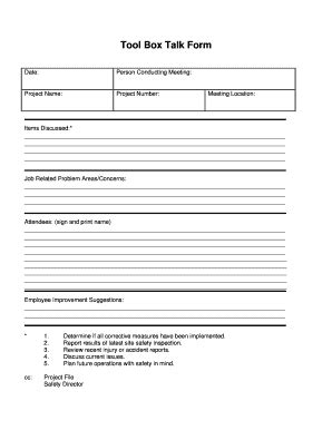 Toolbox Meeting Form Fill Out And Sign Printable PDF Template SignNow