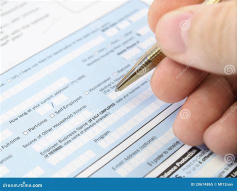 Filling Out Application Form Stock Image Image Of Bills Empty 20674865