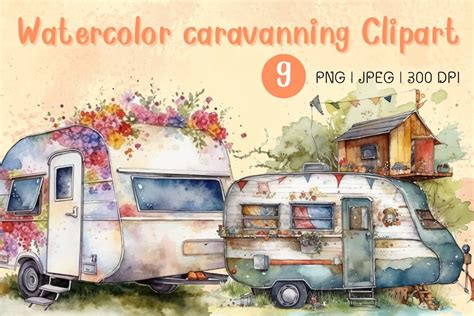 9 Watercolor Caravanning Sublimations Graphic By Brown Cupple Design
