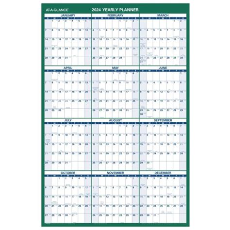 2024 At A Glance Vertical Reversible Erasable Yearly Wall Calendar 24