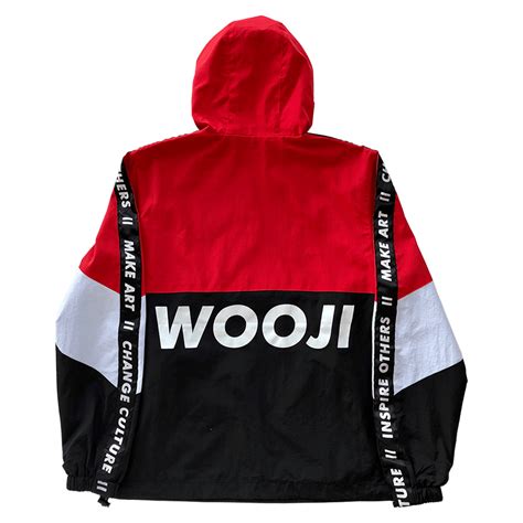 Red Black Nylon Anorak Jacket Streetwear Wooji Identity