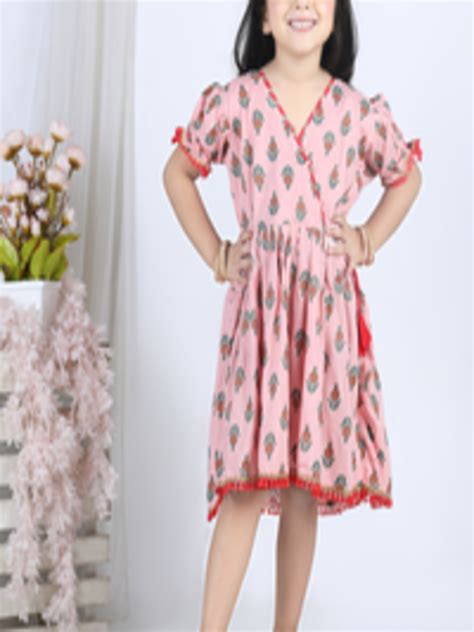 Buy Kinder Kids Pink Floral Empire Dress Adjustable At Waist Dresses