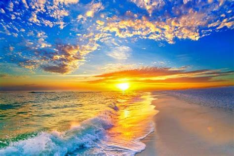 Golden Sunset Beach Blue Sky By Eszra Tanner In 2020