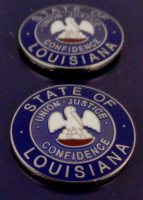 Louisiana State Seal Silver Collar Pins 1516