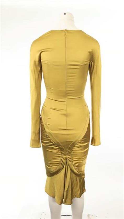 fw 2003 rare and iconic tom ford gucci mustard silk corset dress sz it 42 for sale at 1stdibs