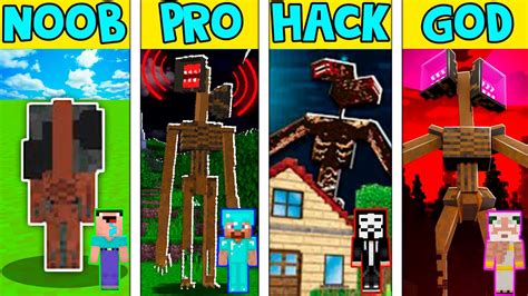 Noob Vs Pro Vs Hacker Vs God Siren Head Mob Challenge In Minecraft