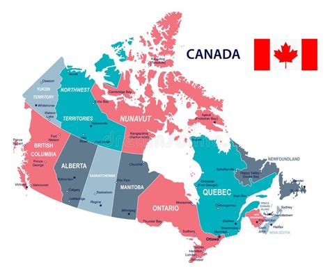 Il Canada Illustrazione Della Bandiera E Della Mappa Illustrazione Di